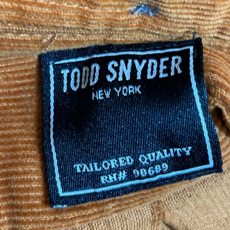 Todd Snyder Mens Tan Corduroy Pocket Long Sleeve Button Down Shirt Jacket Size L