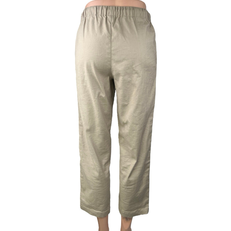 Aritzia Babaton Khaki Linen Drawstring Pull On Straight Ankle Trouser Pants XXS