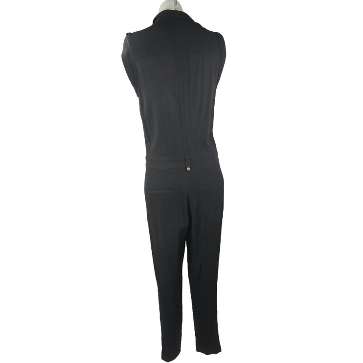 Anthropologie Elevenses Chanteuse Black Sleeveless Straight Leg Wrap Jumpsuit 4