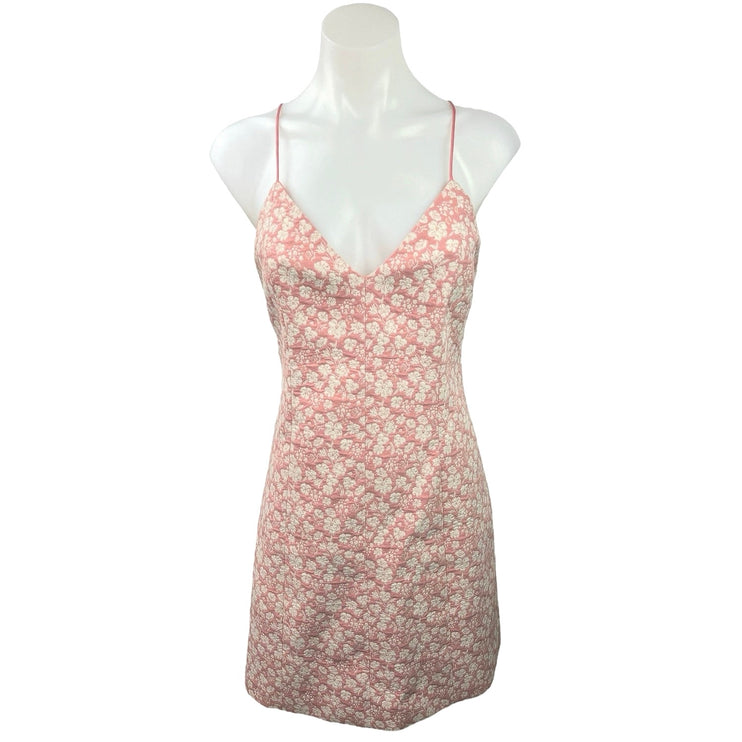 Alice + Olivia Tayla Pink Jacquard Floral V Neck Chic A Line Mini Dress Size 10