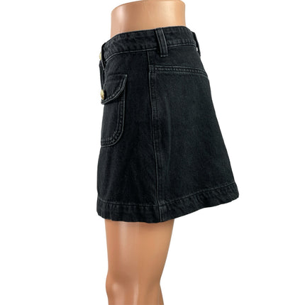 Divided by H&M Womens Black High Waisted Button Front Denim Jeans Skirt Size 4