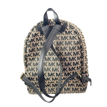 Michael Kors Abbey Beige Black All Over Monogram Logo Canvas Backpack Size OS