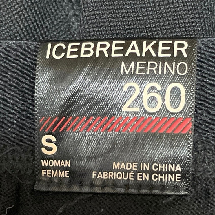 Icebreaker Merino 260 Women's Black Base Layer Winter Leggings Pants Size S