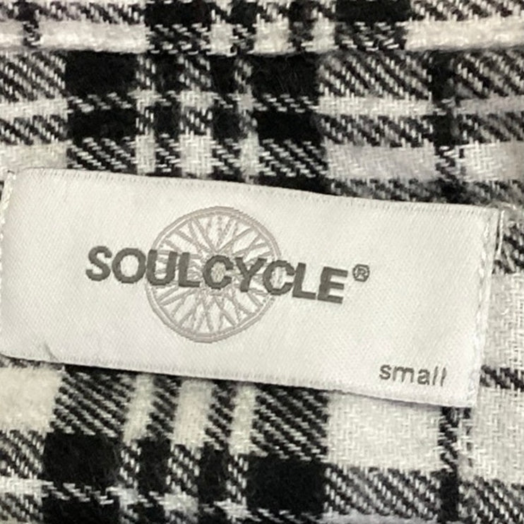 Soulcycle Black White Plaid Flannel Button Up Skull Graphic Grunge Gothic Top S