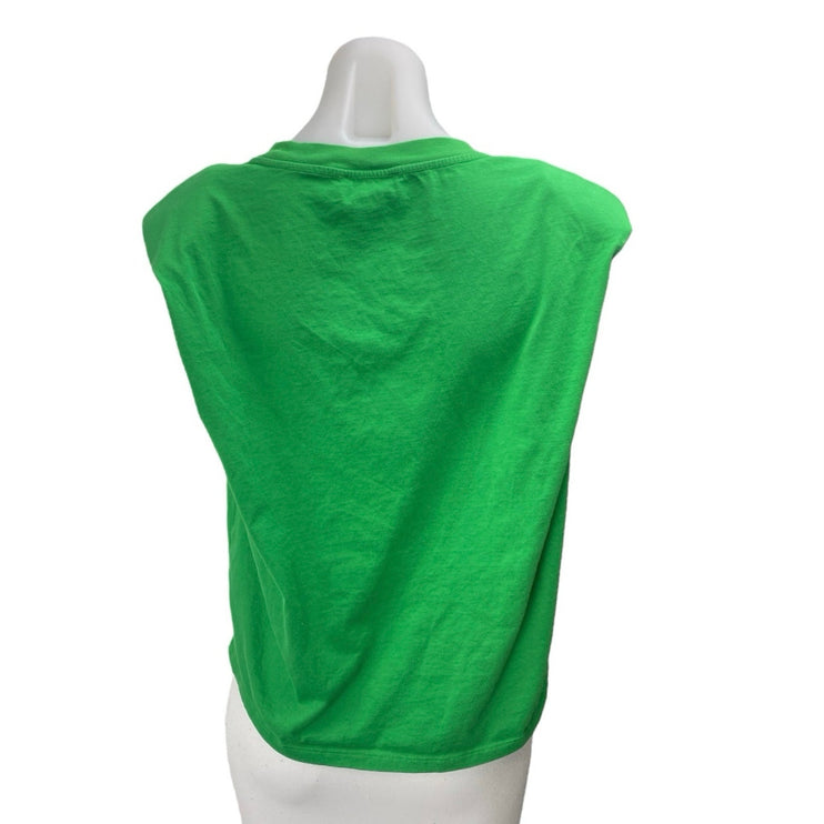 Aritzia Babaton Women's Green Sleeveless Crewneck Muscle Tee Crop Tank Top Sz S