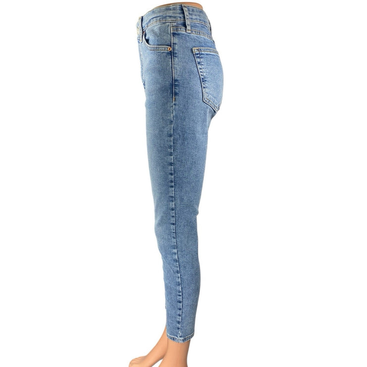 Topshop Jamie Women's Blue Light High Waisted Cropped Skinny Denim Jeans Size 6