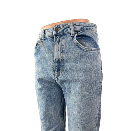 STR Women's Blue High Waisted Light Acid Wash Slim Straight Denim Jeans Size 8