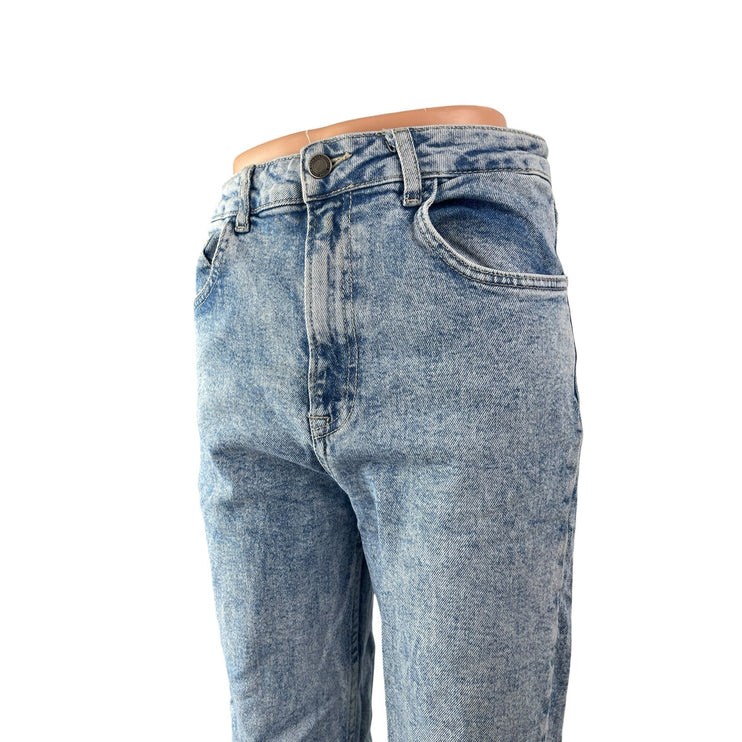 STR Women's Blue High Waisted Light Acid Wash Slim Straight Denim Jeans Size 8