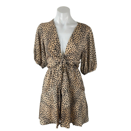 Petal and Pup Eisley Verge Leopard Print Puff Sleeve Mini Flare A-Line Dress 6