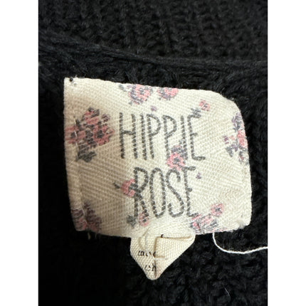 Hippie Rose Women's Black Long Sleeve Knit Open Cardigan Sweater Top Size L