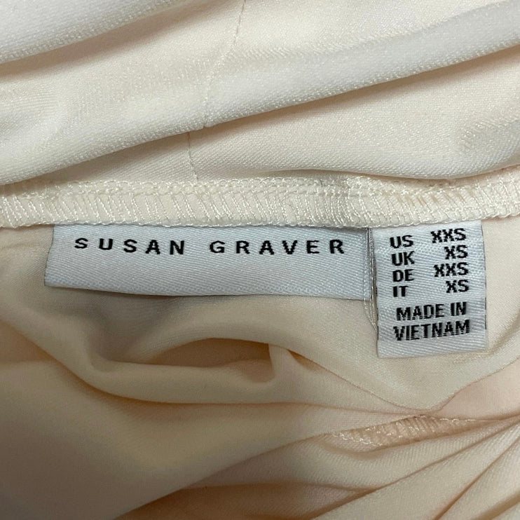 Susan Graver Women's Cream Cowl Neck Layer Stretch Long Sleeve Top Size XXS