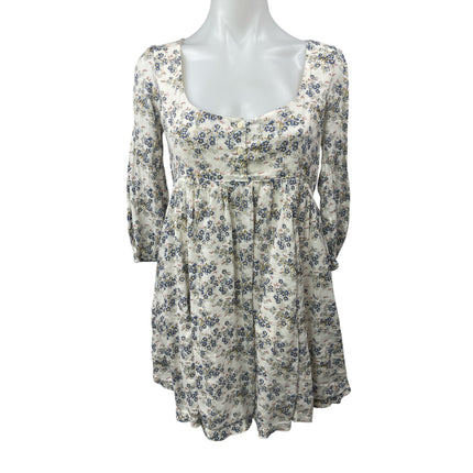 Ralph Lauren Denim & Supply White Floral Long Sleeve Babydoll Mini Dress Size XS