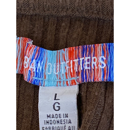 Urban Outfitters Brown Long Sleeve Square Neck Ribbed Knit Sweater Top Size L
