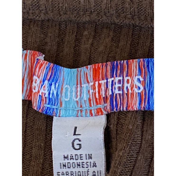 Urban Outfitters Brown Long Sleeve Square Neck Ribbed Knit Sweater Top Size L