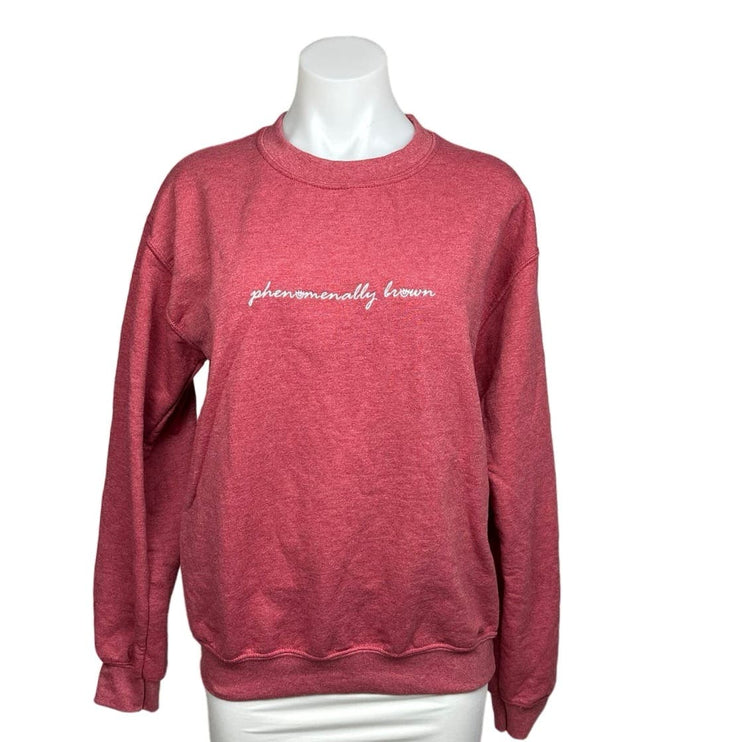 Phenomenal Pink Phenomenally Brown Oversized Long Sleeve Sweatshirt Top Size S