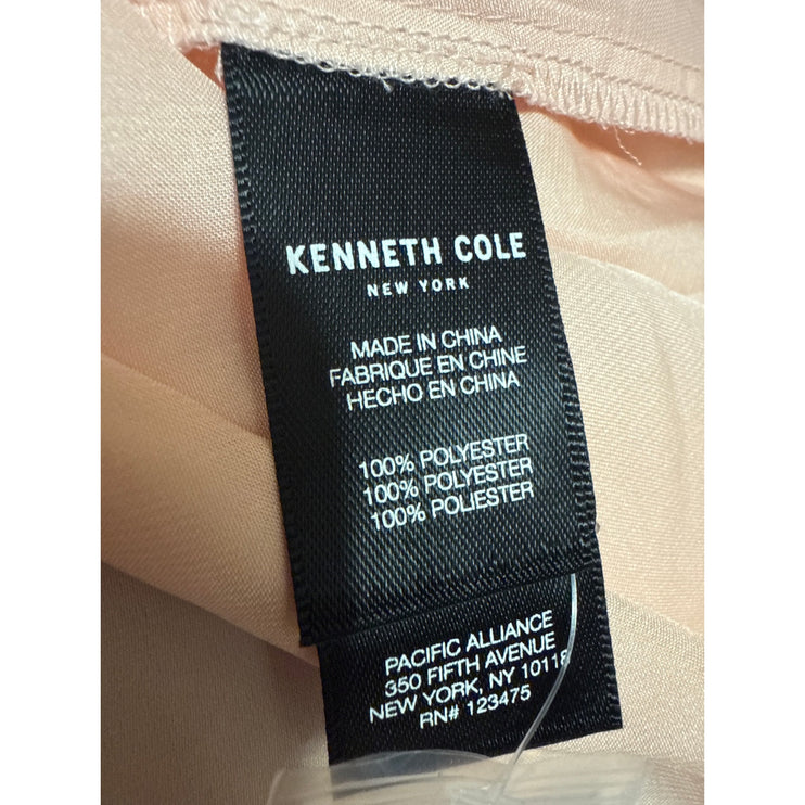 NEW Kenneth Cole Coral Silk Satin Long Sleeve V Neck Shirt Blouse Top Size XL