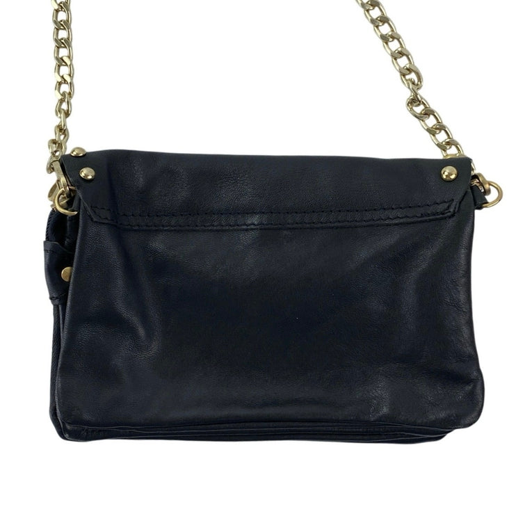 Sorrento De Martino Women's Black Chain Crossbody Leather Studded Handbag OS