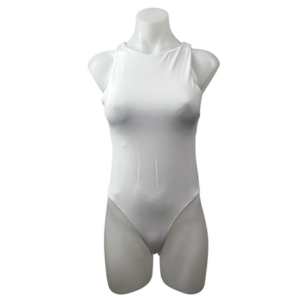 Zara Women's White High Neck Sleeveless Tank Camisole Cami Bodysuit Top Size M