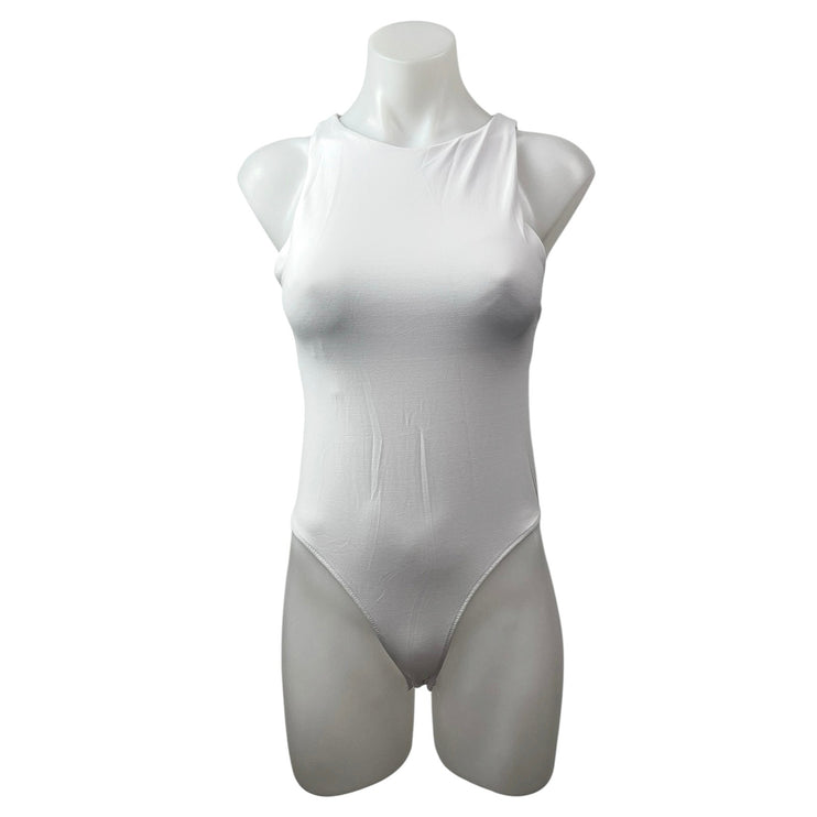 Zara Women's White High Neck Sleeveless Tank Camisole Cami Bodysuit Top Size M