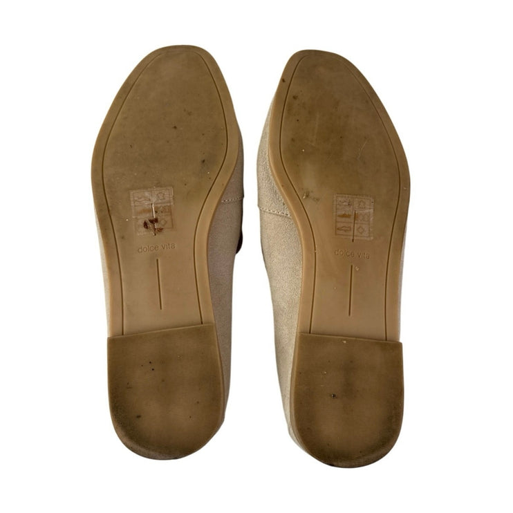 Dolce Vita Catela Womens Dune Suede Square Toe Slip On Flats Loafers Shoes Sz 8
