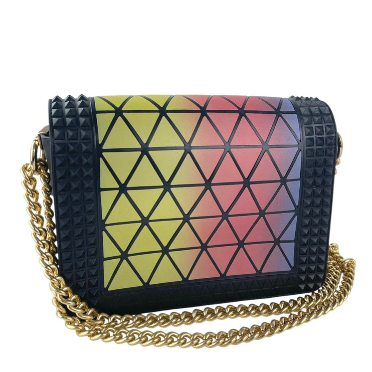 Women's Multicolor Gradient Spike Chain Crossbody Flap Shoulder Handbag OS