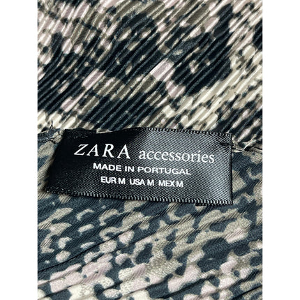 Zara Women's Black Snakeskin Animal Print Pleated Shawl Neck Scarf Wrap OS