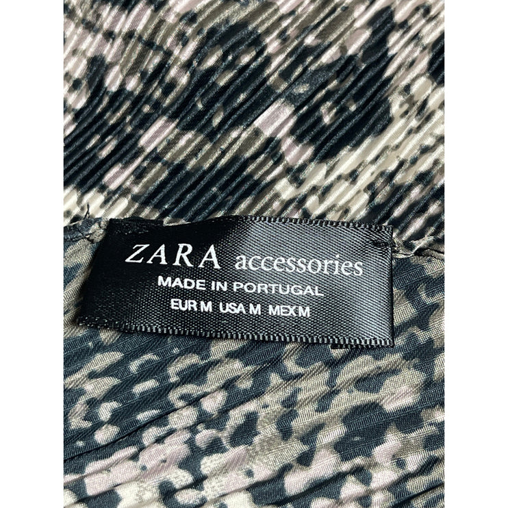 Zara Women's Black Snakeskin Animal Print Pleated Shawl Neck Scarf Wrap OS