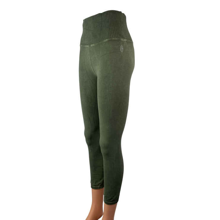 Free People Movement Karma Green High Rise Yoga Crop Athletic Leggings Pants M