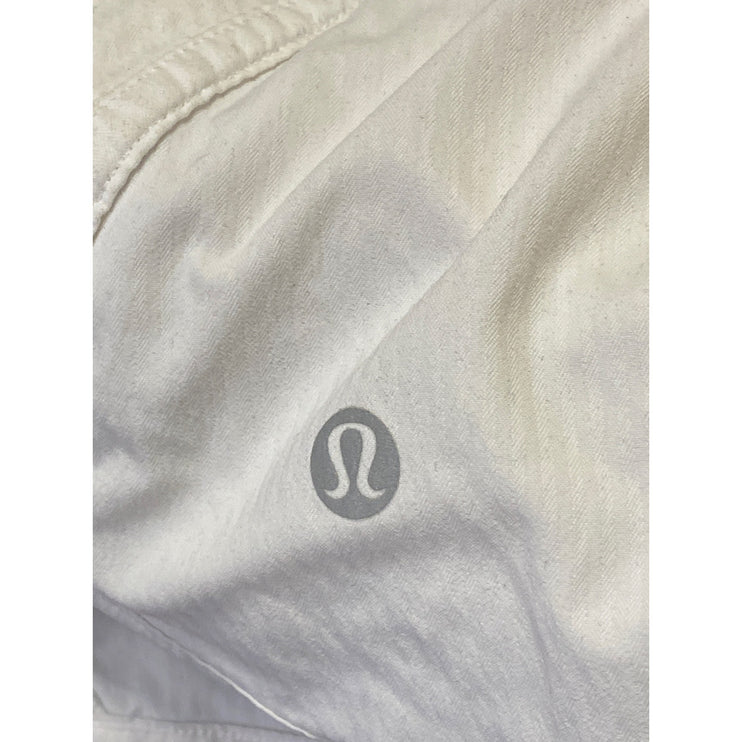 Lululemon Track That White Elastic Waist Mid-Rise Activewear Running Shorts Sz 6