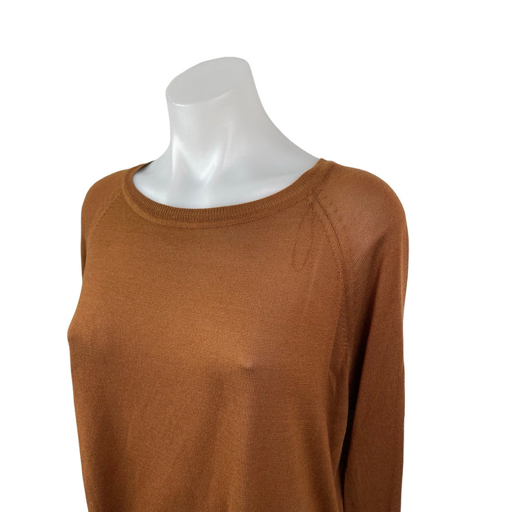 Zara Women's Brown Long Sleeve Boat Neck Knit Cozy Pullover Sweater Top Size S