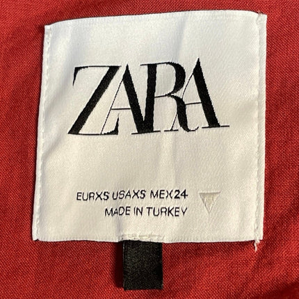 Zara Women's Red Linen Sleeveless Button Up Vest Trousers Pants 2 Piece Set XS