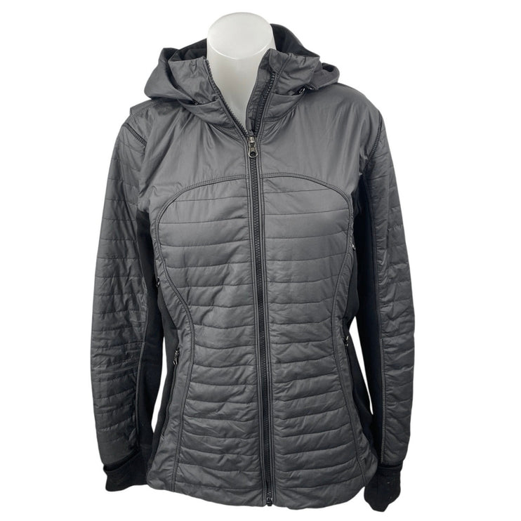 Lululemon First Mile Women's Black Full Zip Hooded Hoodie Puffer Coat Jacket 4
