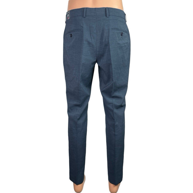 NEW The Savile Row Men's Blue Slim Tapered Trousers Dress Pants Size 34x30