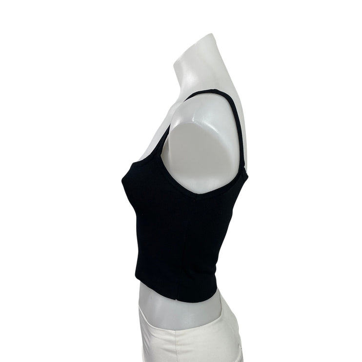 Zara Womens Black Sleeveless Cami Camisole Stretch Knit Cropped Tank Top Size M