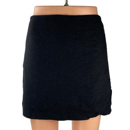 Abercrombie & Fitch Women's Black Linen High Rise Mini Flare A-Line Skirt Sz L