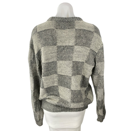 Frank and Oak Women's Gray Wool Checkered Gingham Long Sleeve Sweater Top Sz M