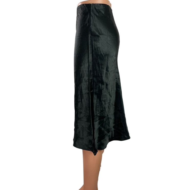 Aritzia Babaton Womens Black Silky Satin Knee Length Midi A-line Slip Skirt 00