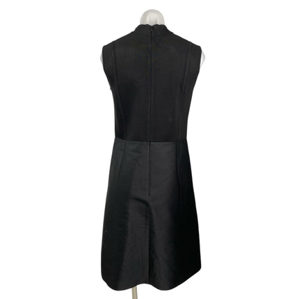 Lafayette 148 Indra Black Sleeveless Mock Neck Tank Flared A Line Midi Dress S