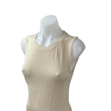 WeWoreWhat Cream Ribbed Knit Slit Sleeveless Tank Sweater Midi Dress Size M