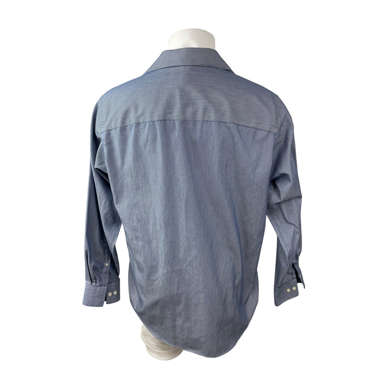 Kenneth Cole Reaction Men's Blue Striped Long Sleeve Button Up Dress Shirt Top L