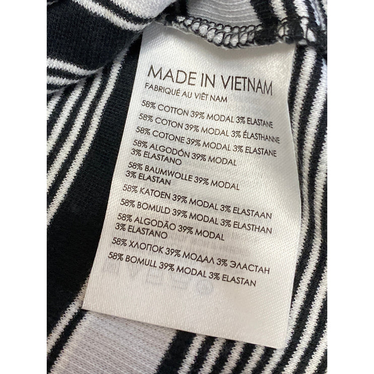Club Monaco Women's Black Striped Short Sleeve Crew Neck T Shirt Tee Top Size M