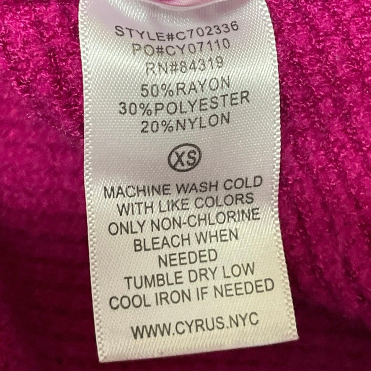Cyrus Women's Fuchsia Pink Long Dolman Sleeve Knit Pullover Sweater Top Sz XS