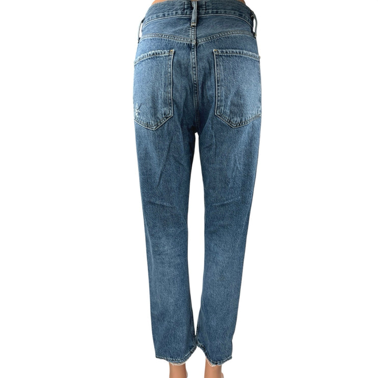 Agolde Riley Women's Blue High Waisted Straight Leg Cropped Denim Jeans Size 25