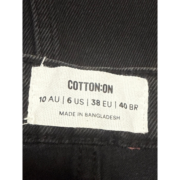 Cotton On Bailey Black High Waist Front Slit Straight Denim Jean Maxi Skirt Sz 6