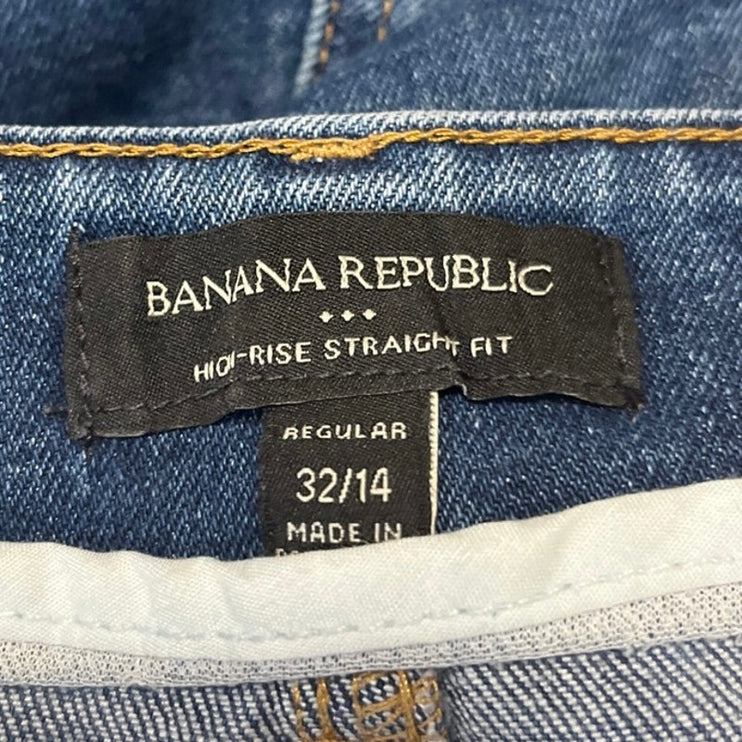 Banana Republic Women's Blue High Waisted Straight Leg Denim Jeans Size 32