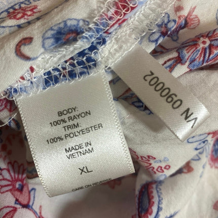 Soho Botanical Floral Lace Trim Bell Sleeves Tunic Peasant Popover Blouse Top XL