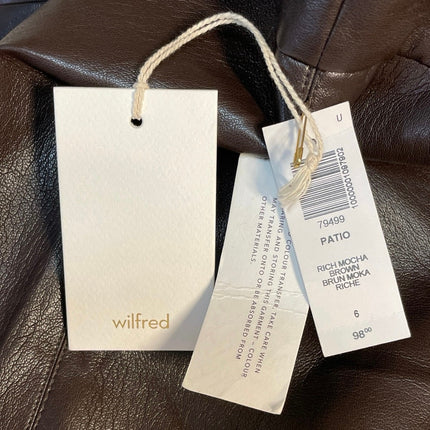 NEW Aritzia Wilfred Patio Mocha Brown Faux Leather High Waist Slit Mini Skirt 6