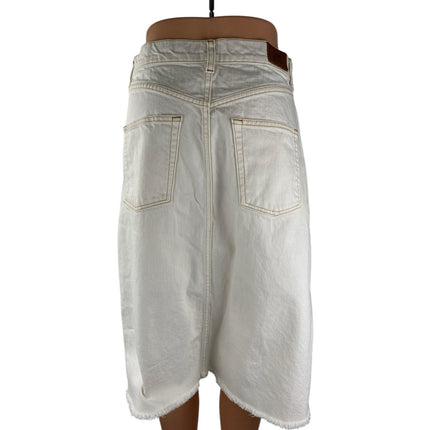 Urban Outfitters BDG Womens White High Rise Slit Midi Flare A-Line Denim Skirt M