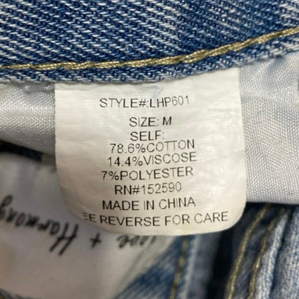 Love + Harmony Blue High Waisted Frayed Raw Hem Bermuda Denim Jeans Shorts Sz M