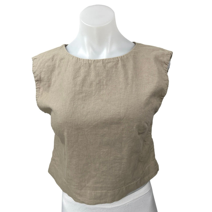 Abercrombie & Fitch Beige Linen Sleeveless Pullover Casual Crop Top Size XS